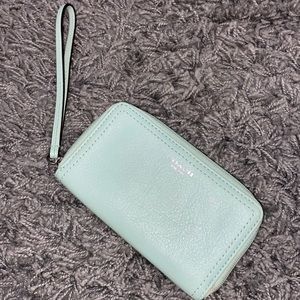 mint coach wristlet wallet